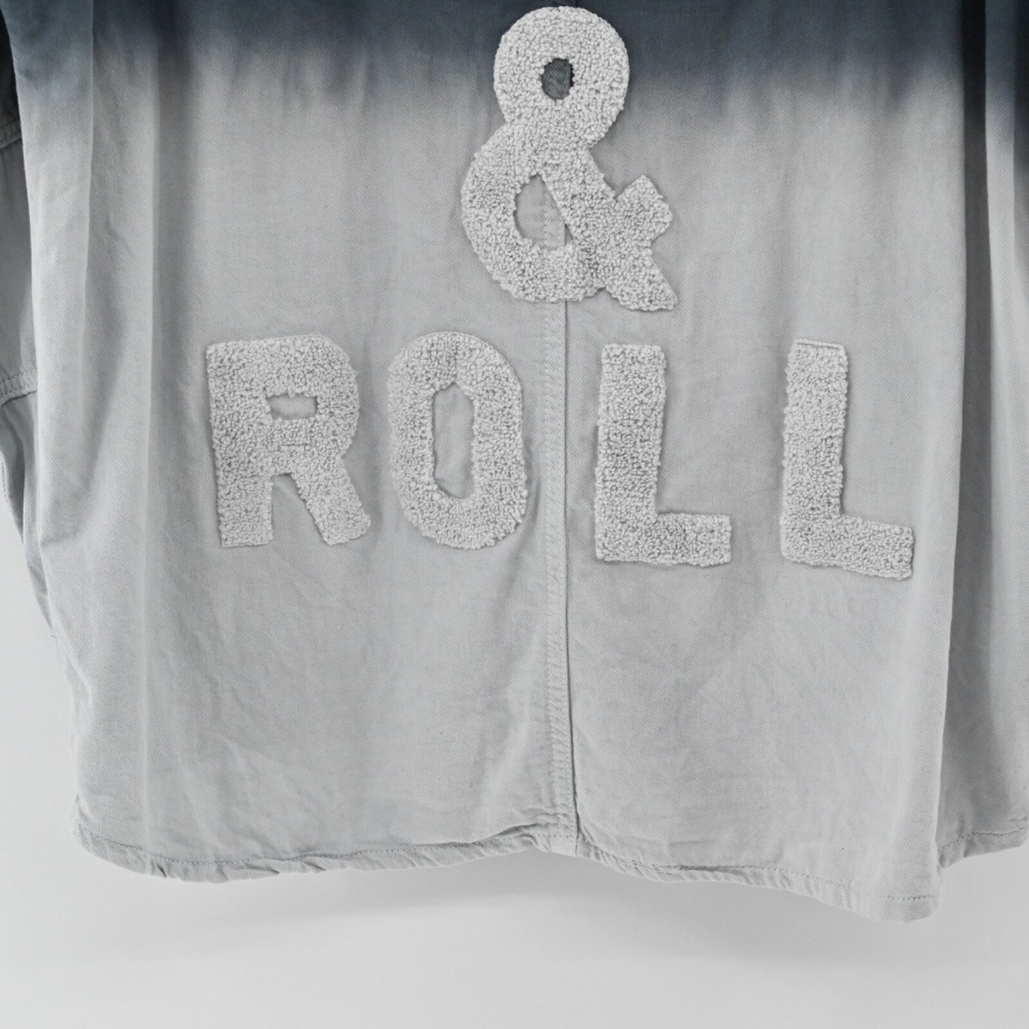 ELAN Womens Devan Denim Jacket Size S Gray Ombre Rock Roll Edgy Shacket Cotton