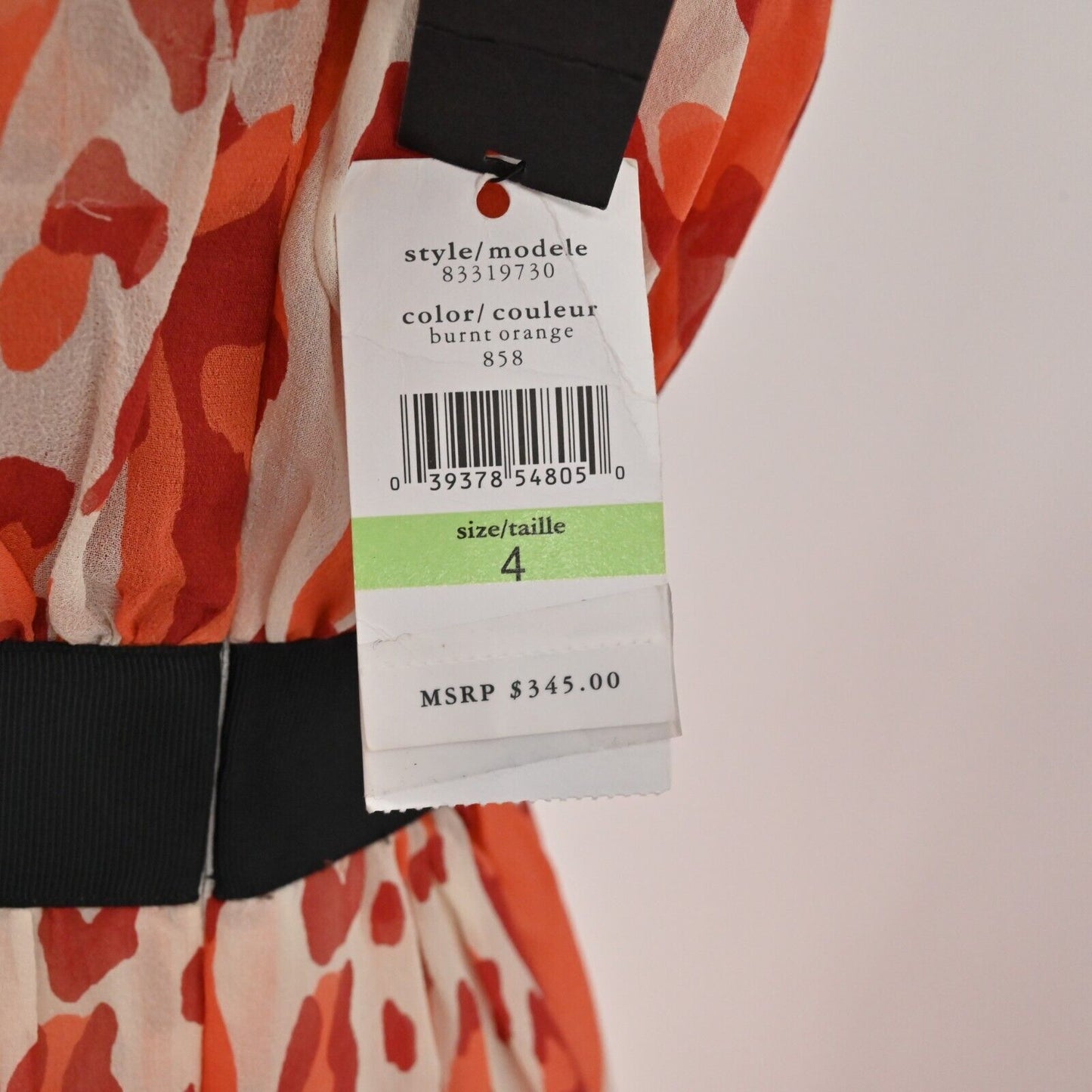 CYNTHIA STEFFE Dress Womens Sz 4 Silk One Shoulder Burnt Orange Printed Mini NEW
