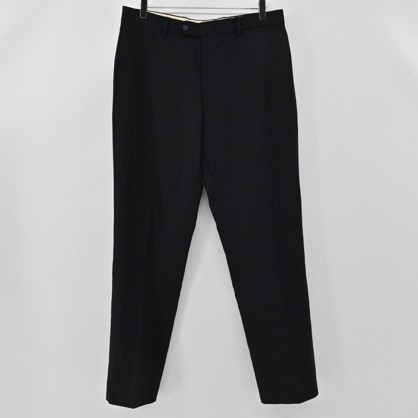 CANTARELLI Dress Pants Mens Sz IT 50 Loro Piana Italian Fabric Solid Black Wool