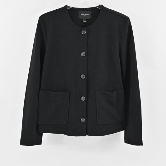 BANANA REPUBLIC Womens Blazer Size S Black Collarless Jacket Corpcore Capsule