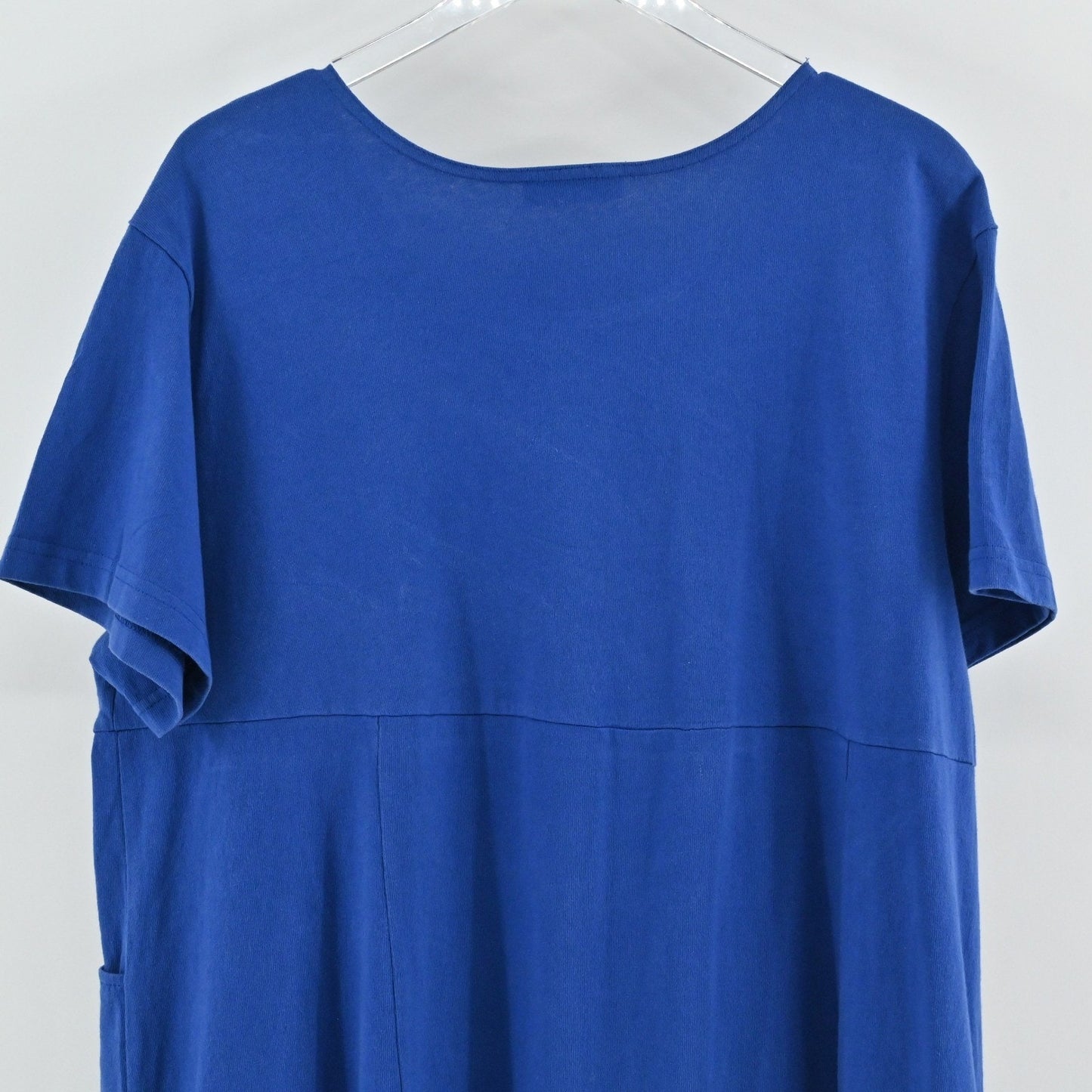 Vtg Bryn Walker Oversized Tunic Dress Size L Blue Cotton Lagenlook Boho Pockets