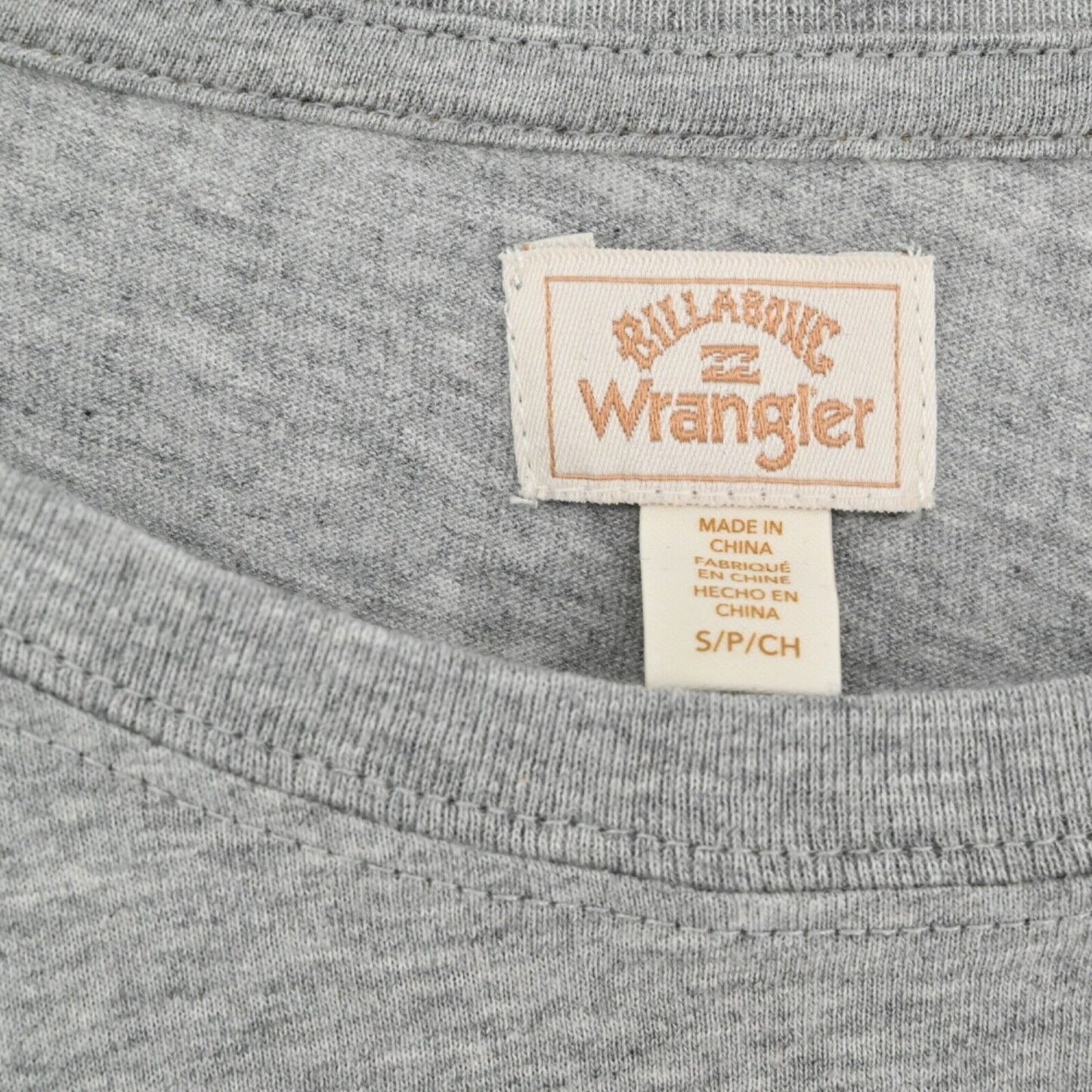 BILLABONG x WRANGLER T Shirt Womens Sz S Gray True Boy Pocket Rainbow Cotton NEW
