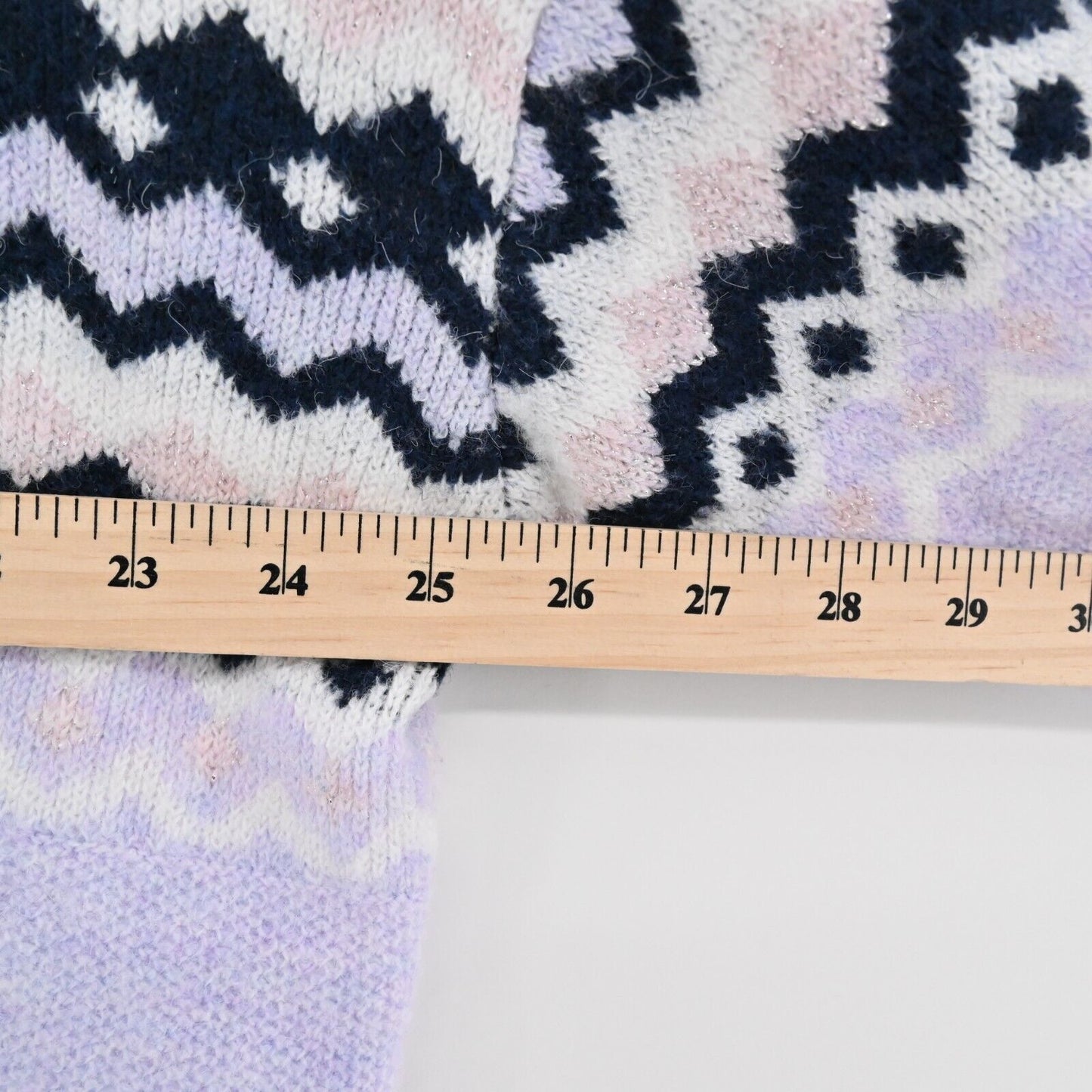 525 AMERICA Sweater Womens Size XL Lurex Fair Isle Soft Knit Lavender Ski Lodge