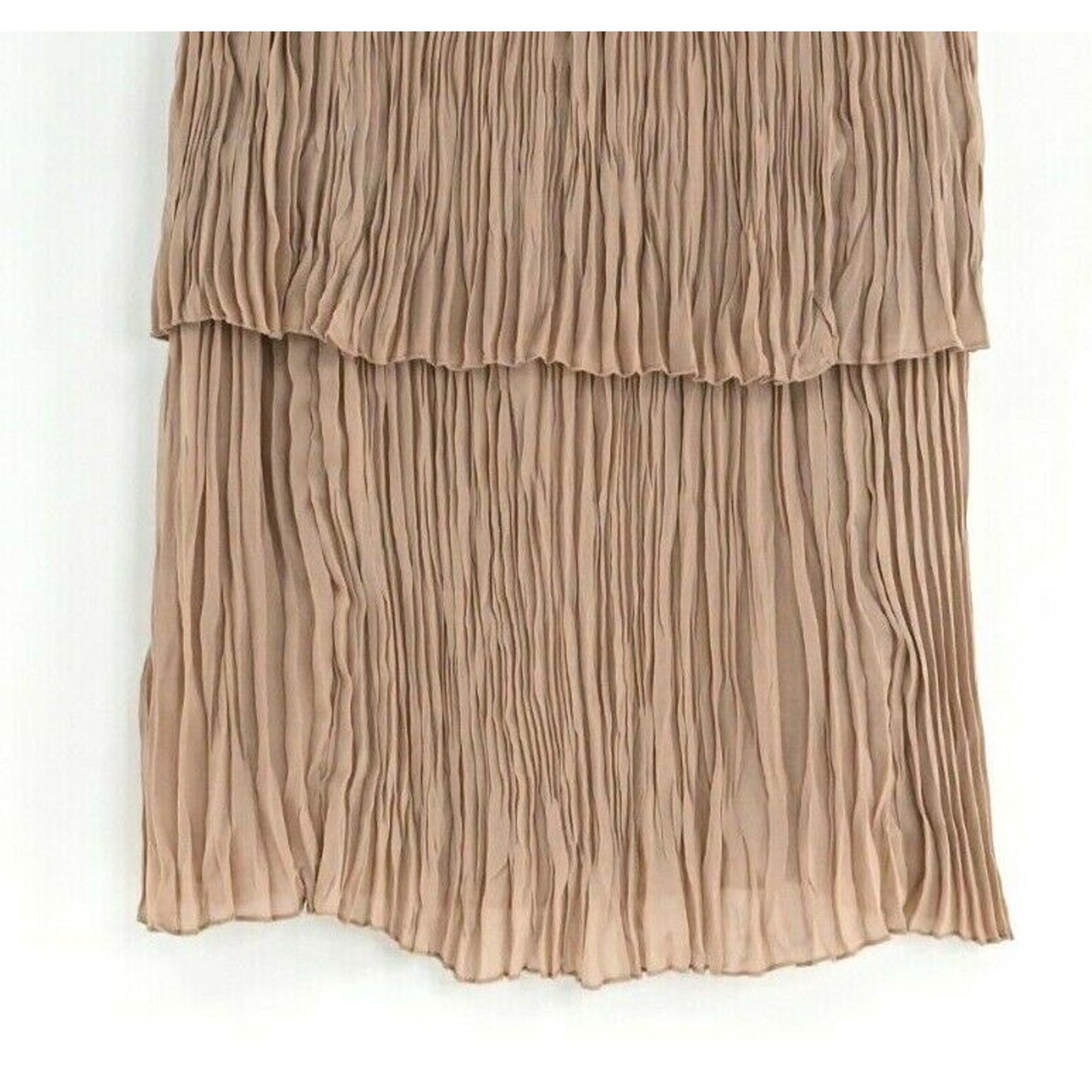 BCBGMAXAZRIA Dress Womens Size XXS Nude Black Averil Crinkle Crepe Retro Glam