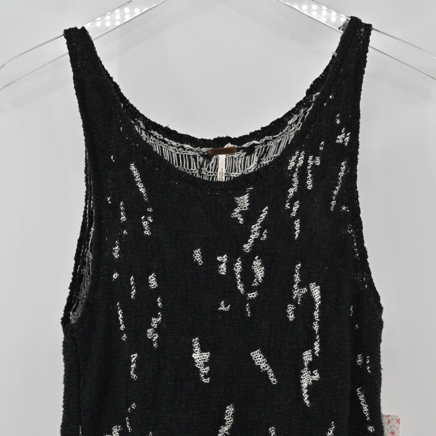 FREE PEOPLE Sweater Tank Womens Size S Side by Side Peplum Knit Black Combo Boho