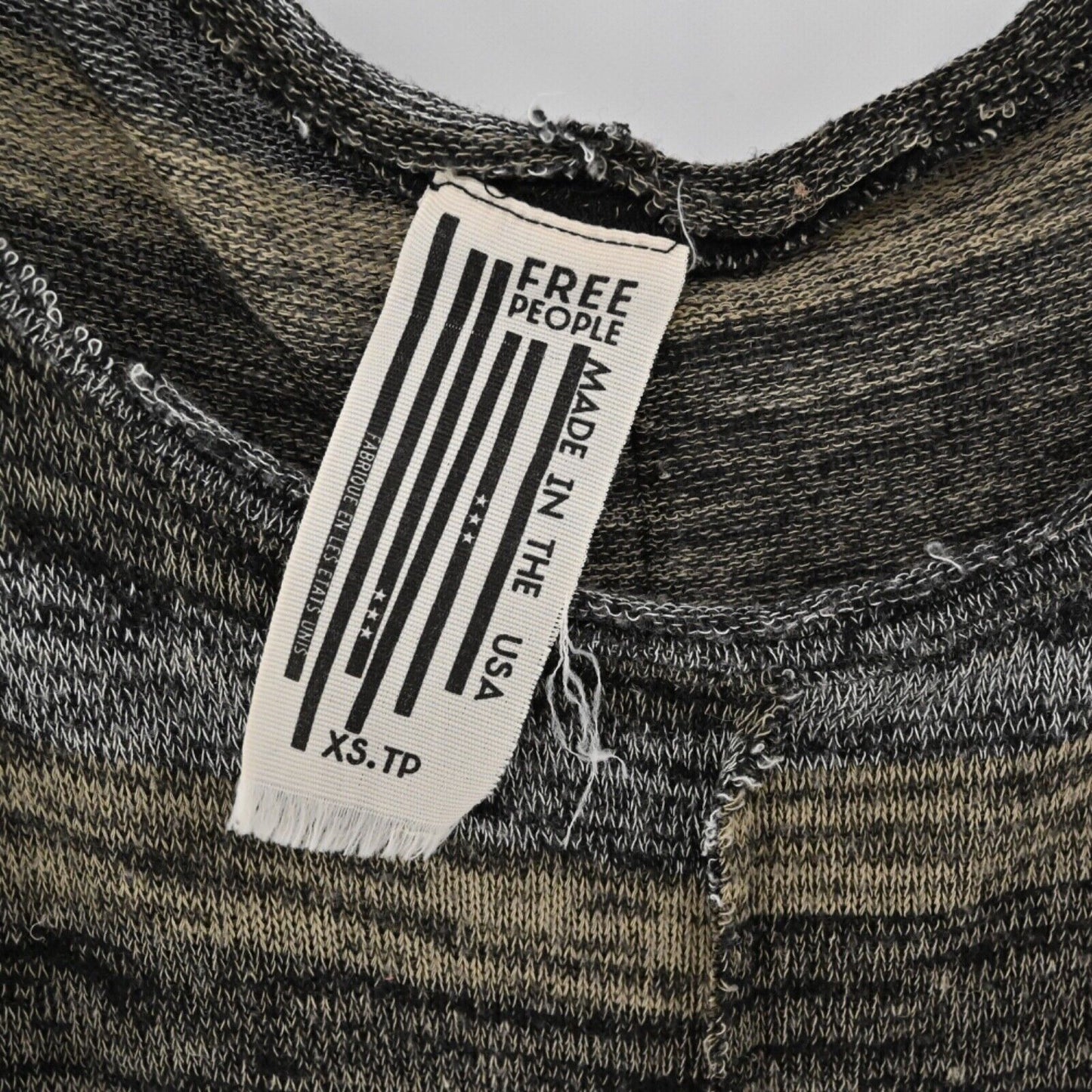 FREE PEOPLE Top Womens Size XS Black Brown Space Dye Stripe Oversized Knit USA