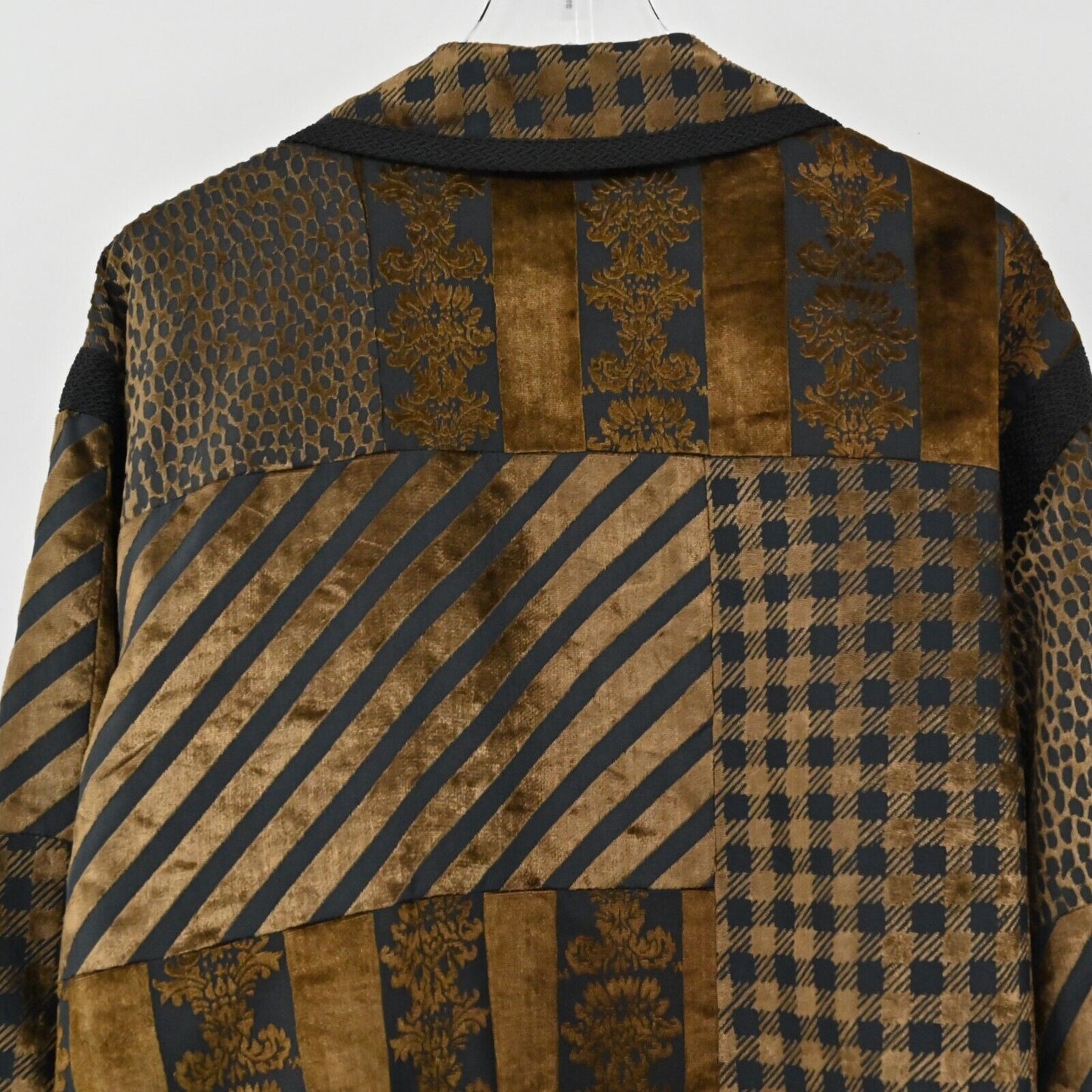 Vtg MAX MABEL Jacket Womens Sz L Velveteen Animal Print Floral Mob Wife Blazer