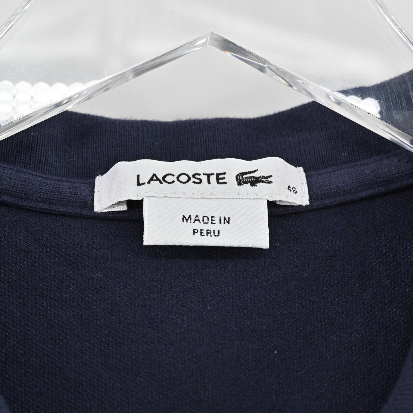 Lacoste Womens Stretch Golf Polo Top Size 46 Navy Cotton Sleeveless UV Protect