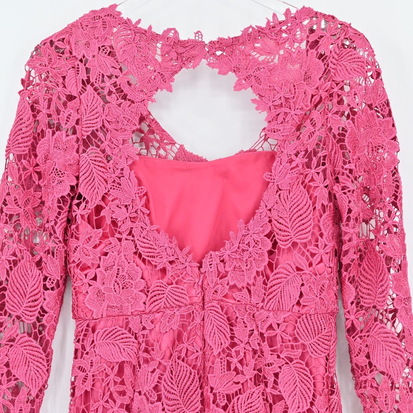 MIKAEL AGHAL Womens Pink Lace Dress Sz 4 Cut Out Coquette Crochet Cocktail Retro