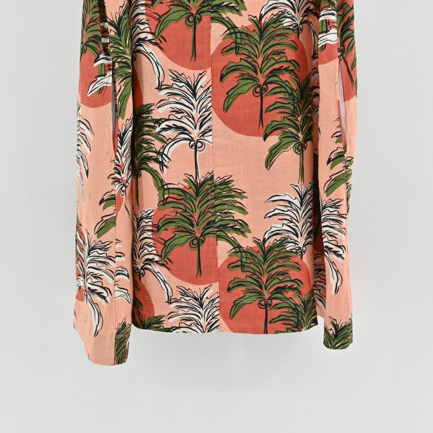 Nicole Miller Tropical Linen Dress Size M Palm Tree Sleeveless Island Vacation