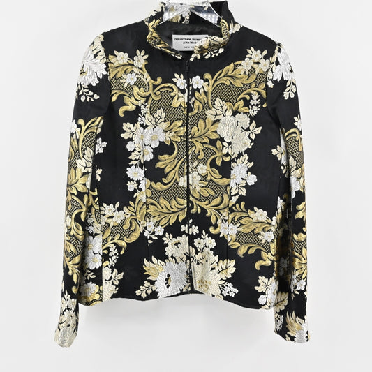 Vtg CHRISTIAN RUPERTO Jacquard Jacket Womens Size XL Embroidered Floral Brocade