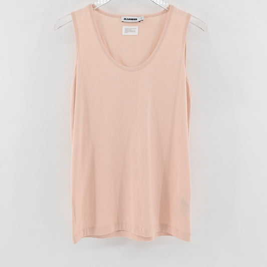 Vtg JIL SANDER Top Womens Size L Cotton Sleeveless Scoop Neck Tank Blush Pink