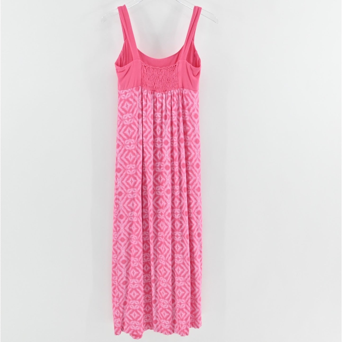 Fresh Produce Pink Ikat Maxi Dress Size S Babydoll Tank Smocked Stretch Beach