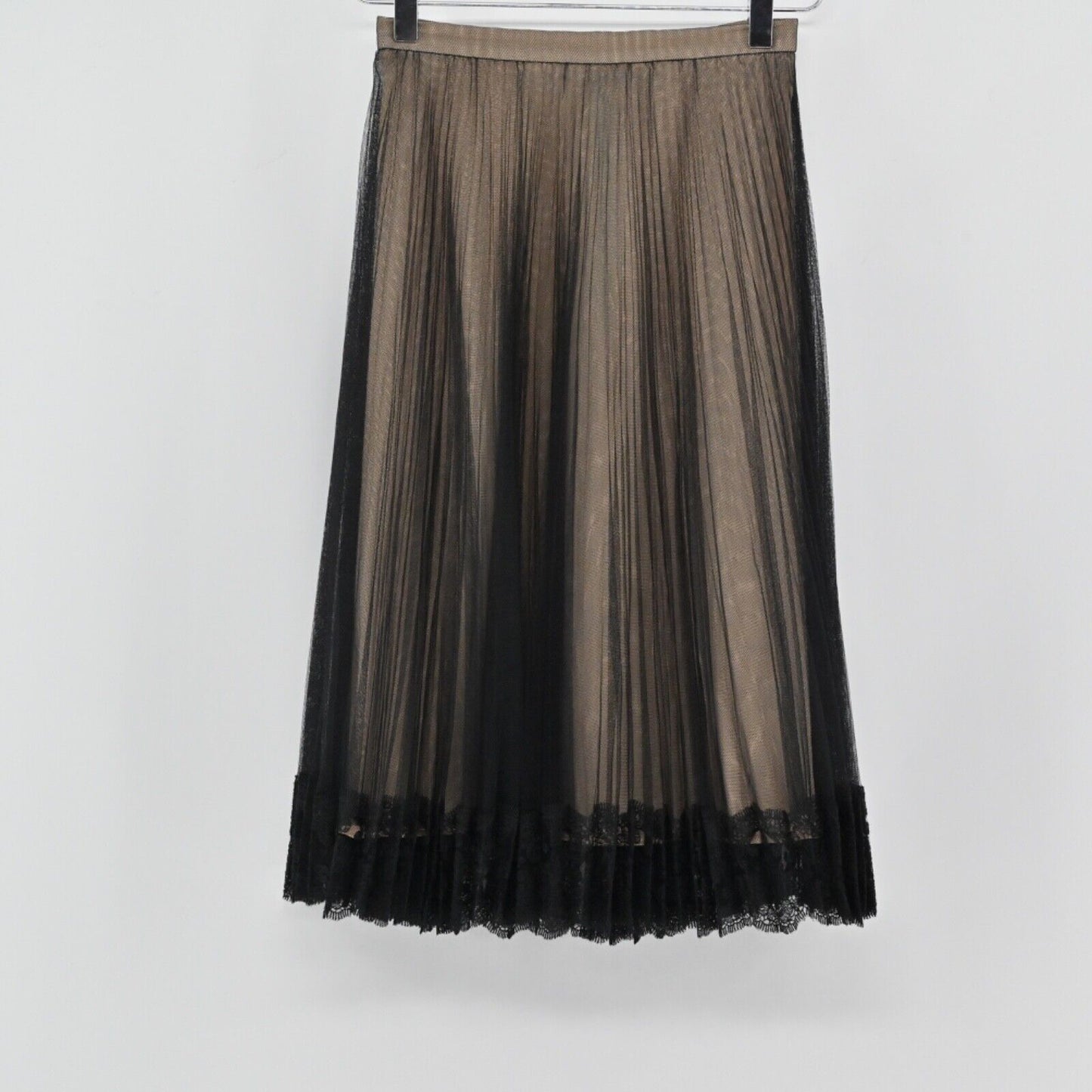 CHRISTOPHER KANE Skirt Womens Size 2 Tulle Pleated Lace Black Retro Coquette