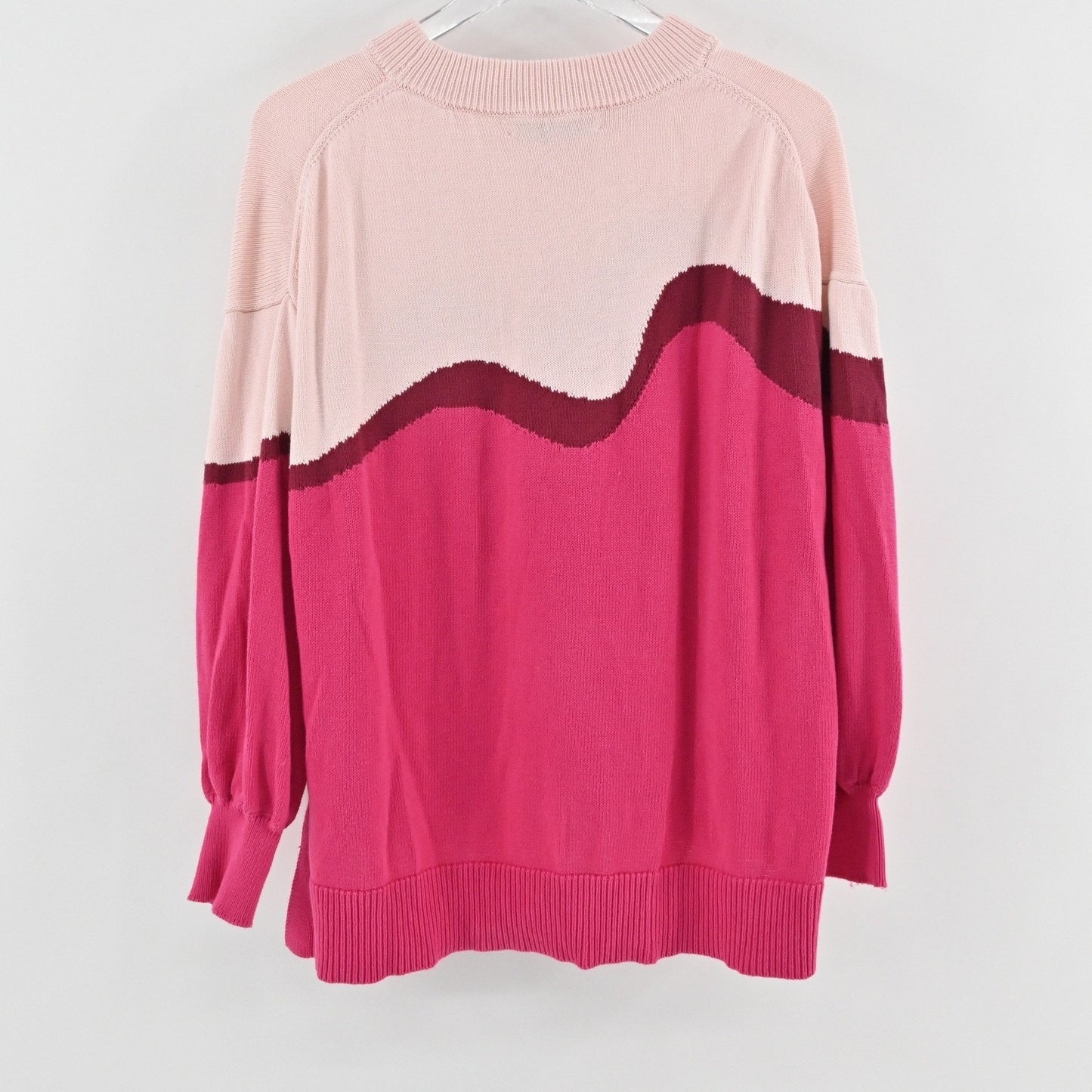Tuckernuck Womens Pink Jersey Stripe Sweater Size M Wave Knit Pullover Cotton