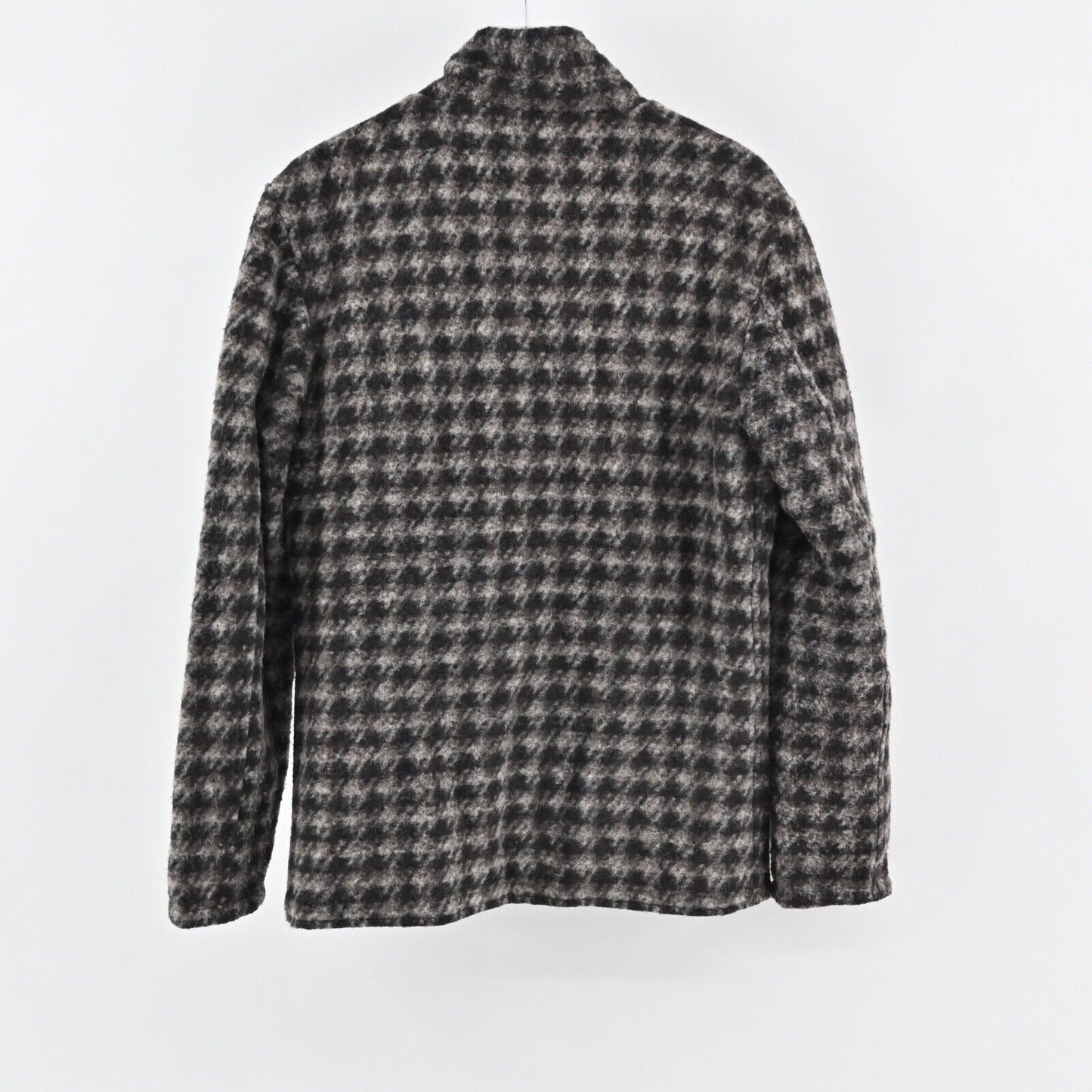RNT23 Jacket Mens Sz XL Black Houndstooth Wool Blend Fleece Shacket Retro Grunge