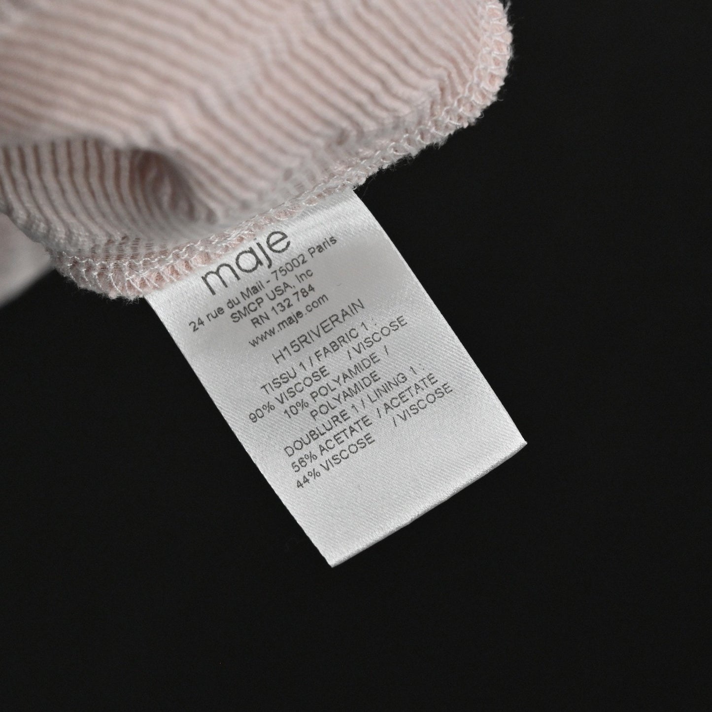 MAJE Chevron Textured Dress Size S Soft Pink Mod Twee Retro Twiggy Short Sleeve