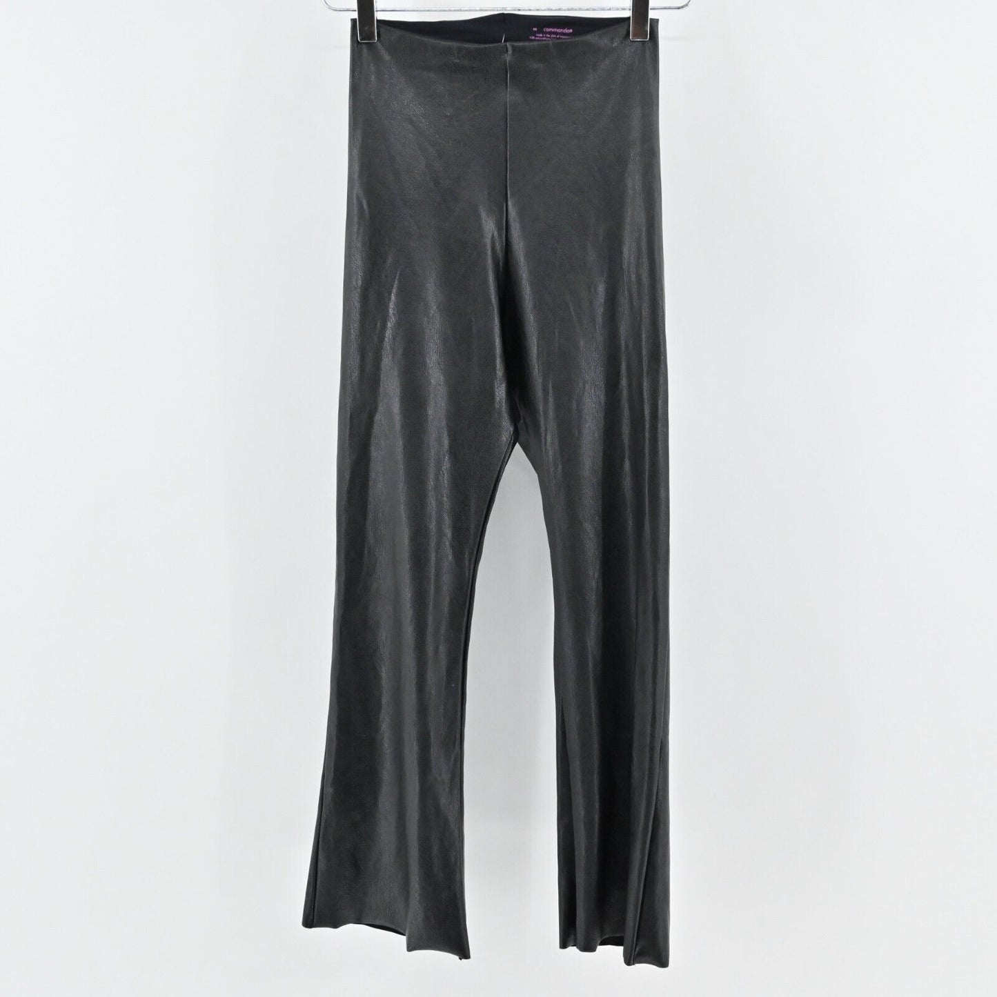 COMMANDO Pants Womens Size M Solid Black Faux Leather Cropped Flare Pull On NEW