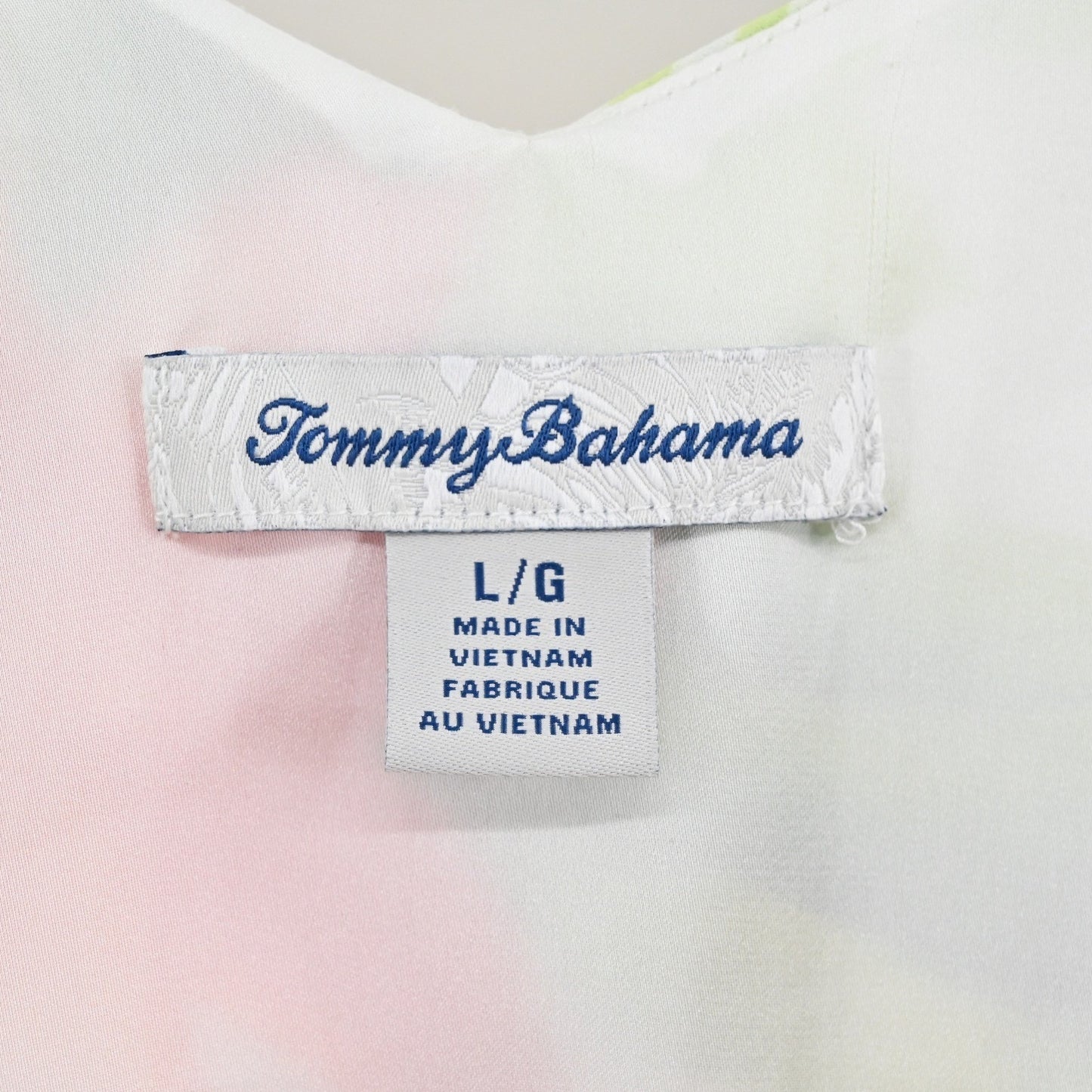 Tommy Bahama Maxi Dress L White Floral Tropical Ruffle High Low Vibrant Vacation