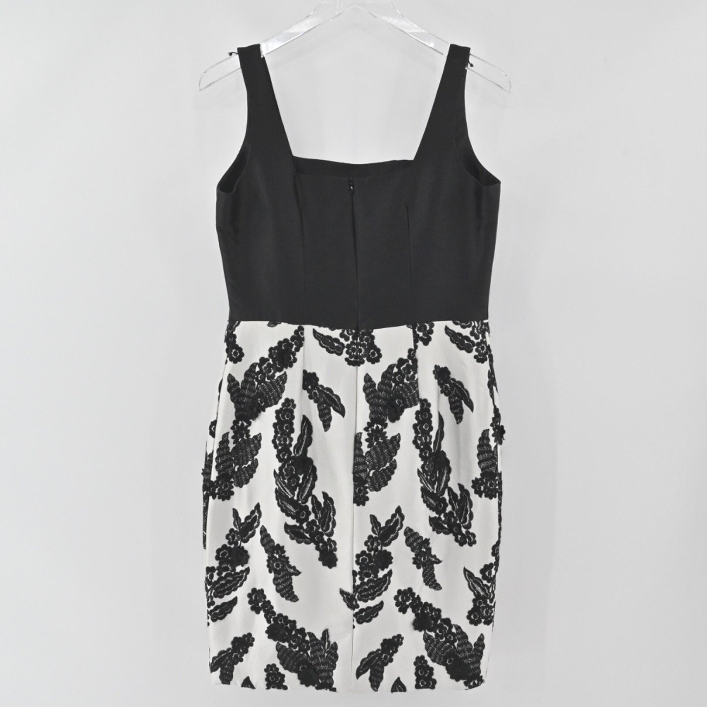 SHANNON MCLEAN Dress Womens Size L Black White Floral Embroidered Mini Sheath