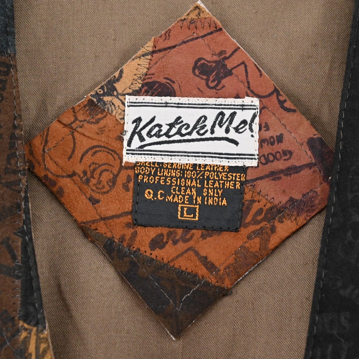 Vtg Leather Vest Womens Sz L Multicolor Patchwork Sleeveless Artsy Festival Boho