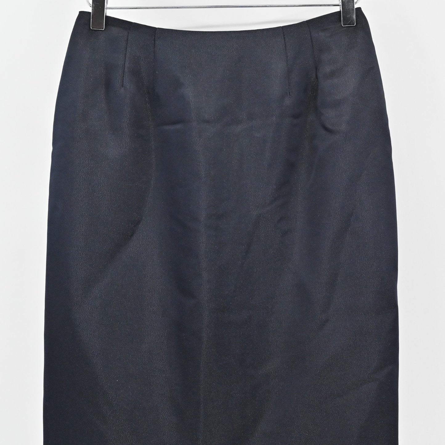 Linda Allard Ellen Tracy Silk Pencil Skirt Size 6 Navy Blue Metallic Office NEW