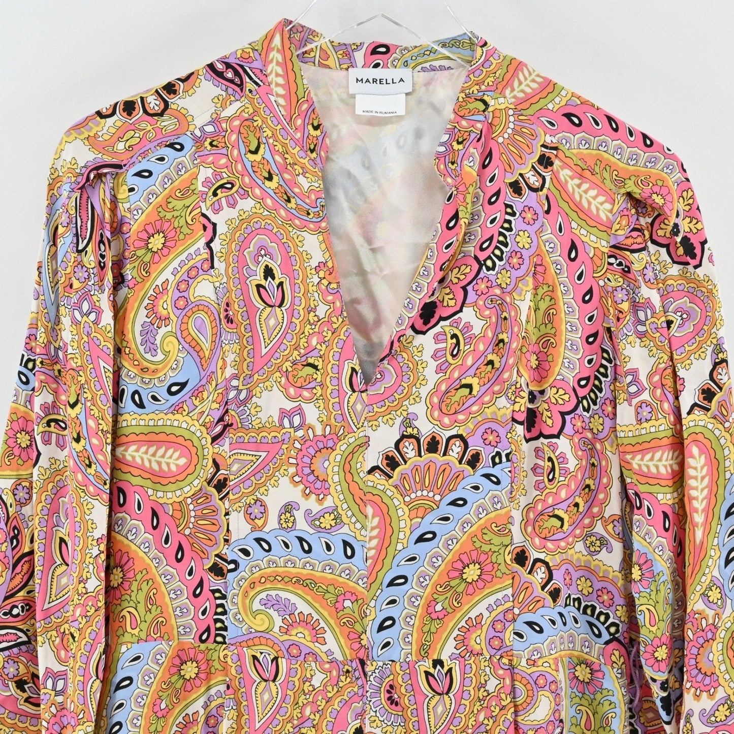 Marella Primavera Alacre Belted Paisley Dress Size 8 Wanderlust Kimono Sleeve