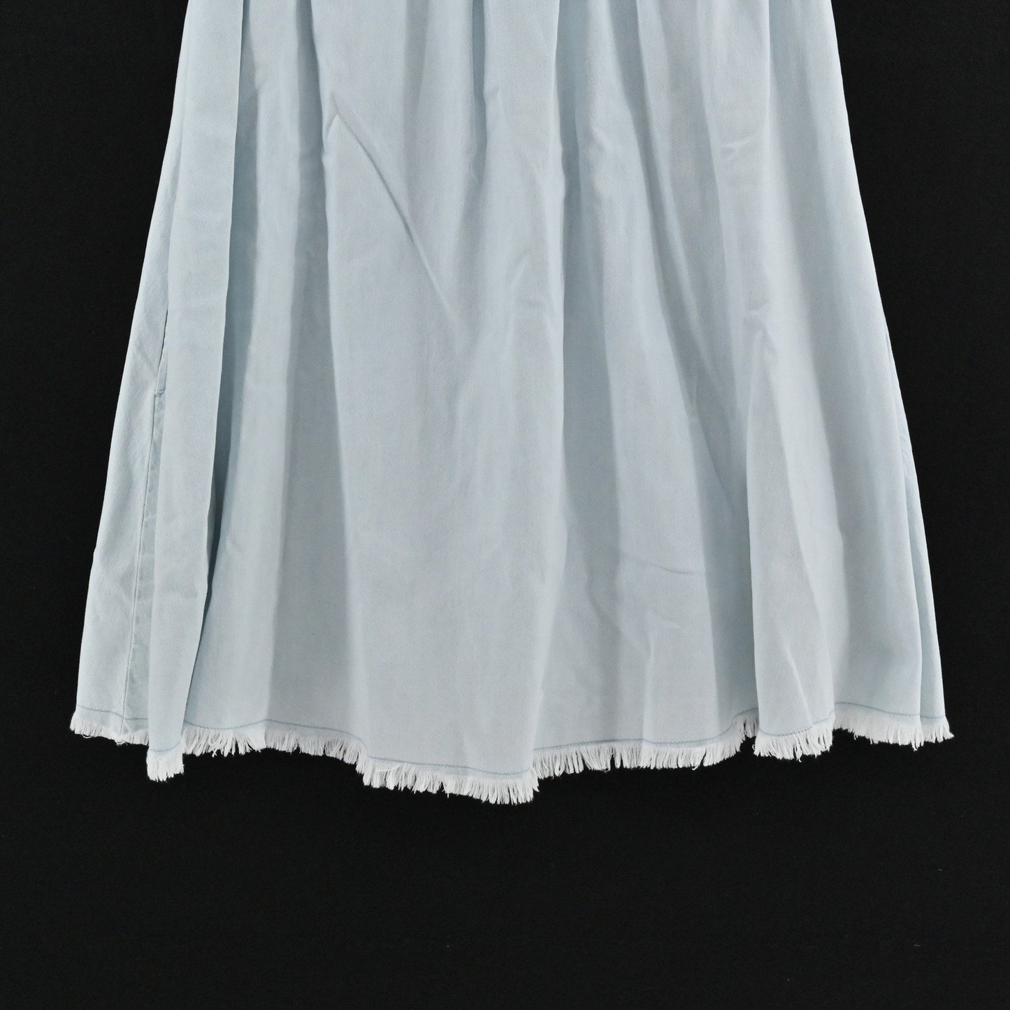 Twinset Actitude Denim Dress Frayed Sleeves Size S Blue Babydoll Ruffle Casual