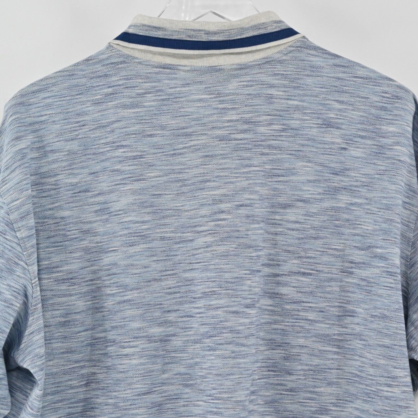 Vtg DALMINE Polo Mens Sz 58 Blue Gray Stripe 100% Cotton Short Sleeve Italy 00s