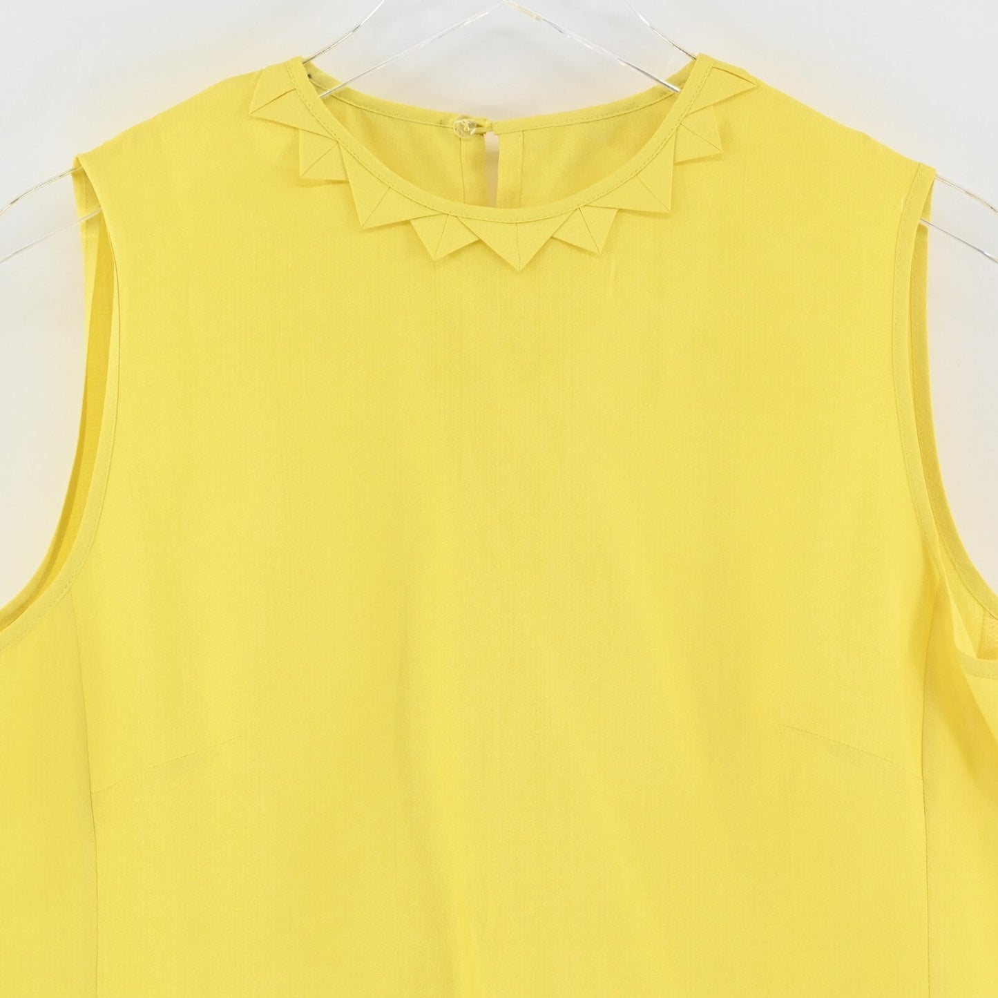 LOUIS FERAUD Womens Silk Top Size XL Yellow Sleeveless Casual Neck Detail Blouse