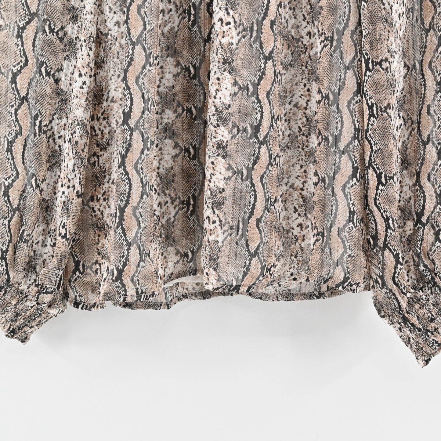JOIE Smocked Top Womens Size XS Snakeskin Print Mock Neck Chiffon Relaxed Blouse