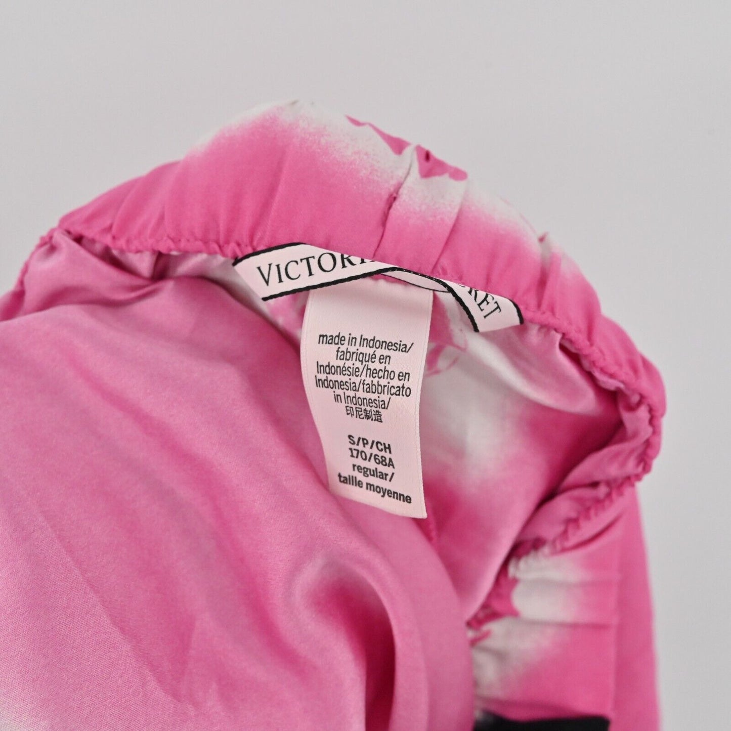 VICTORIAS SECRET Pajama Pants Womens Size S Pink Floral Stripe Wide Leg Satin