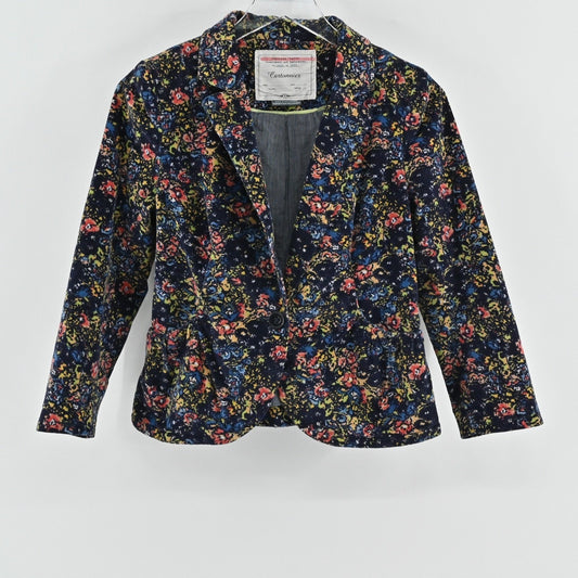 Anthropologie Cartonnier Dusk GARDEN Cord Blazer Size 4 Floral Peplum Jacket