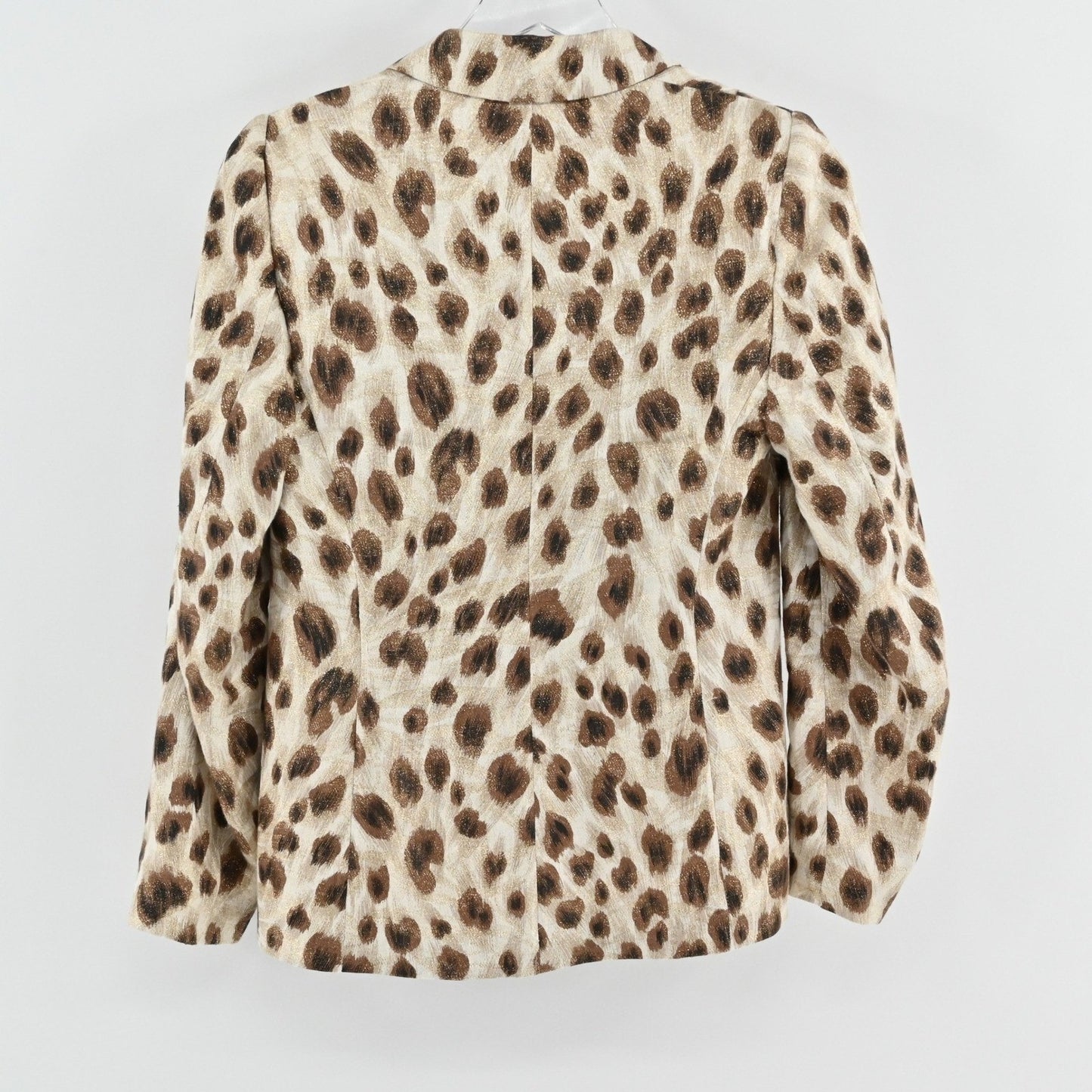 Vtg Escada Womens Blazer Size 36 Leopard Print Linen Gold Metallic Jacket Luxury