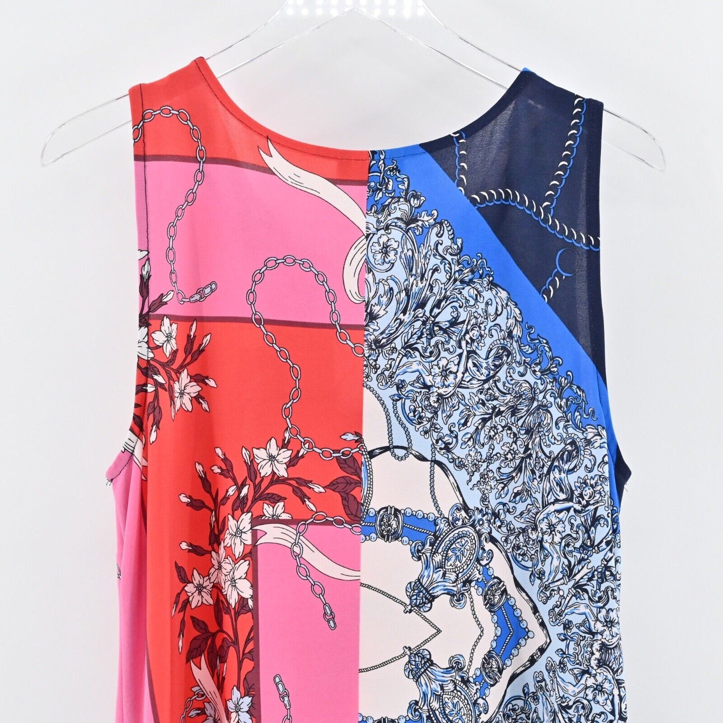 MSK Dress Size L Colorblock Baroque Mix Print Jersey Scoop Neck Sleeveless Shift