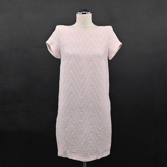 MAJE Chevron Textured Dress Size S Soft Pink Mod Twee Retro Twiggy Short Sleeve