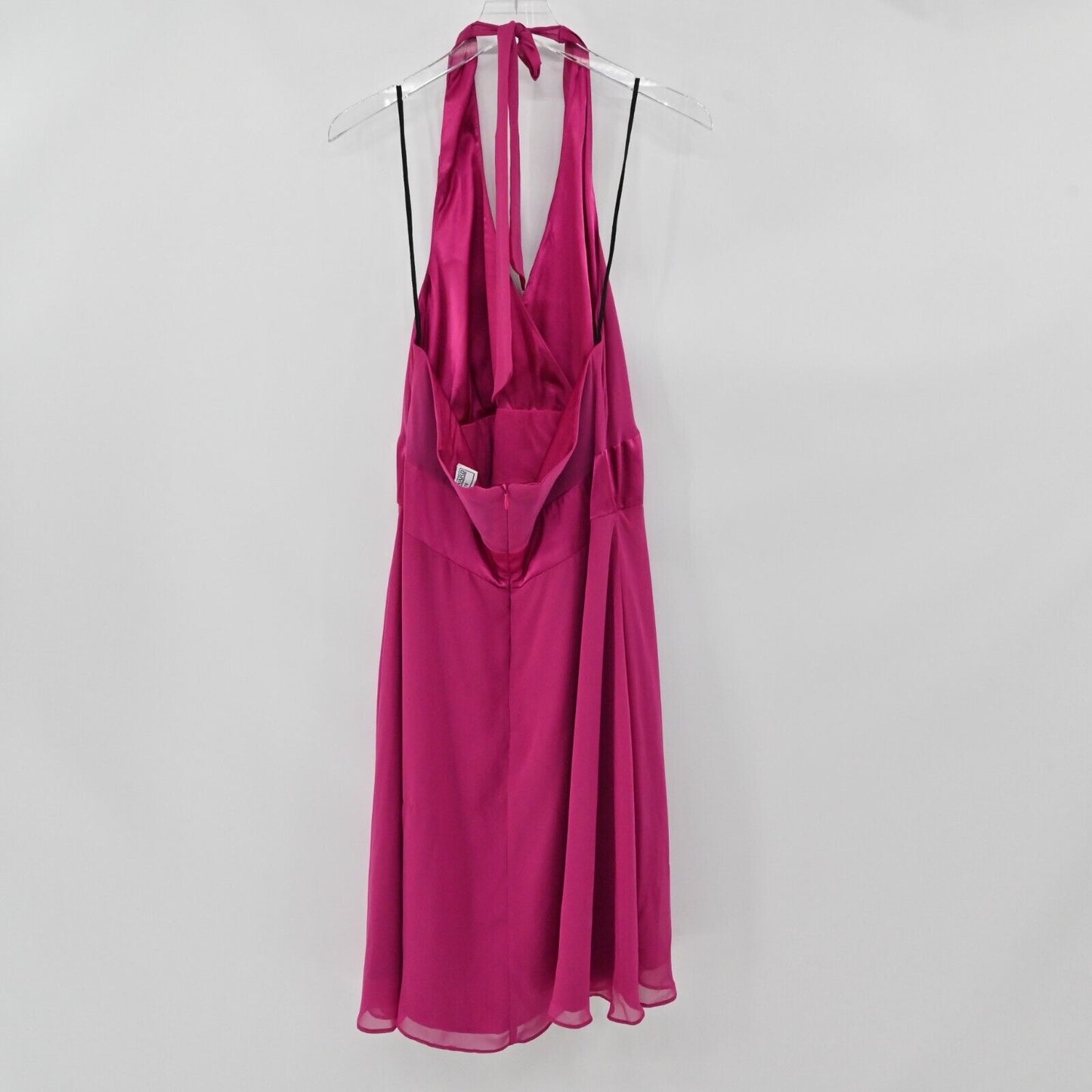 Vtg JESSICA HOWARD Dress Womens Size 16WP Petite Solid Fuchsia Pink Halter Mini