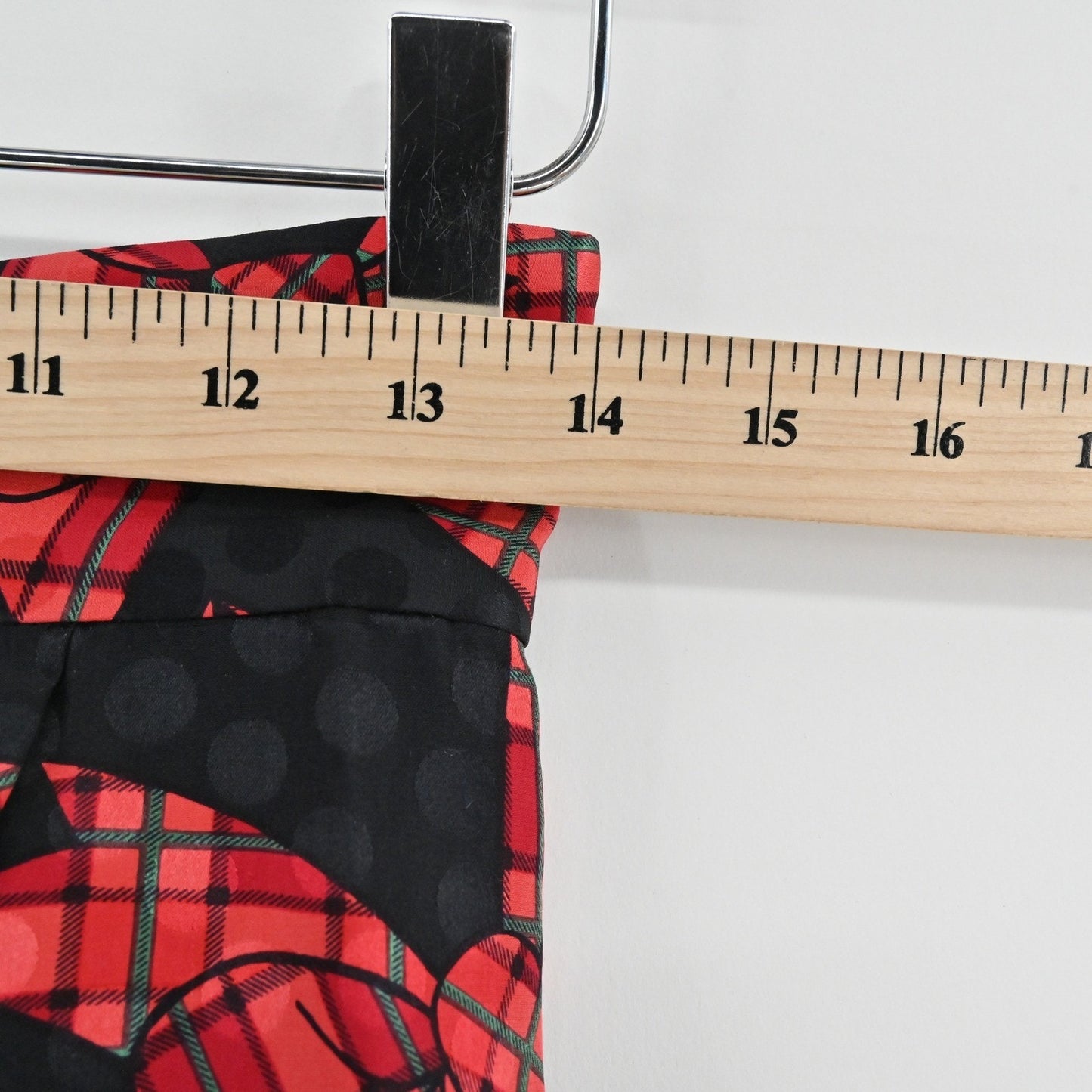 Vtg 80s Holiday Bow Silk Skirt Size 10 Black Red Pleated Ugly Christmas Party
