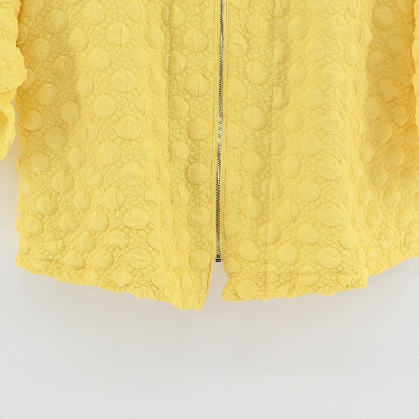 IC By Connie K Womens Yellow Jacket Size S Textured Sunny Zip Front Collarless