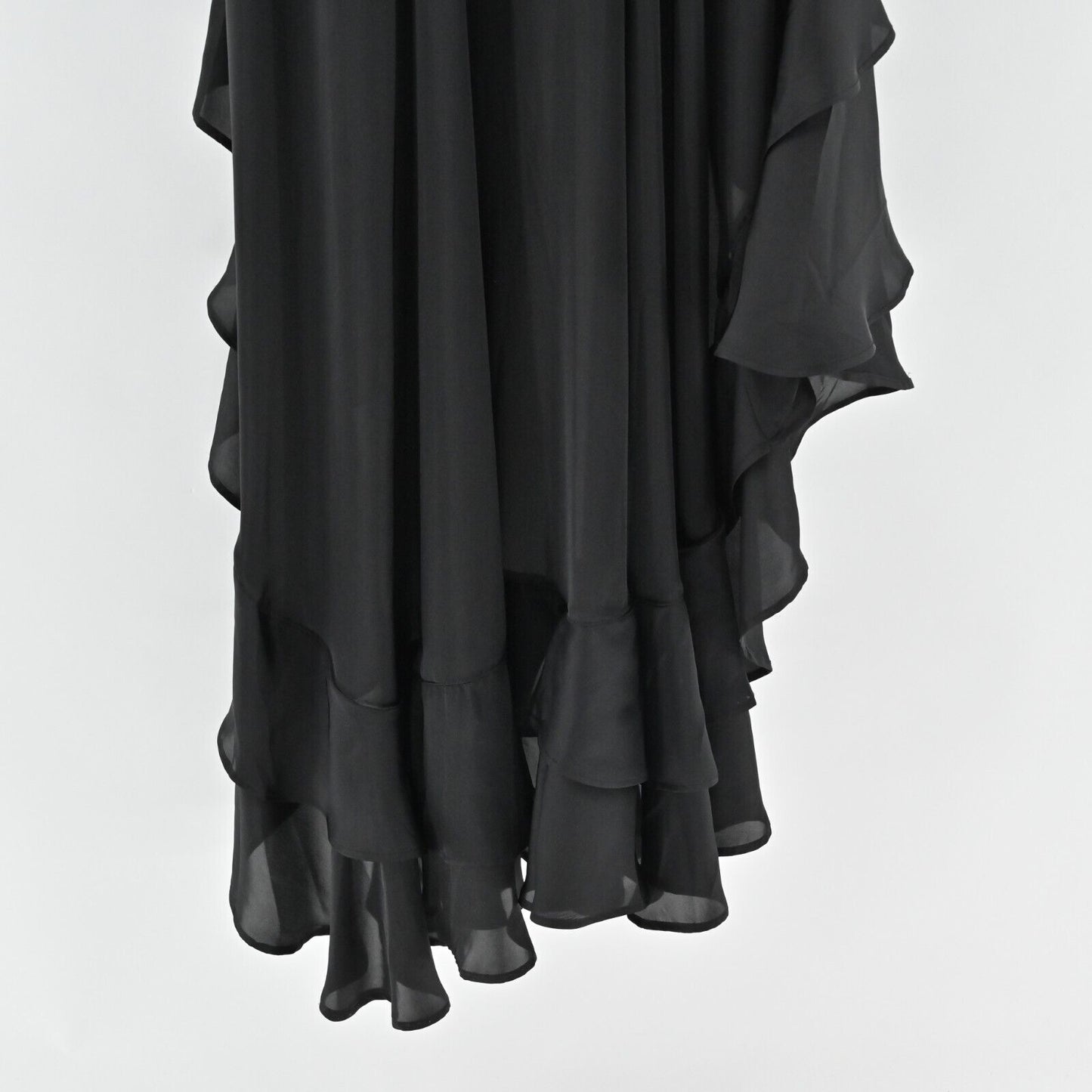 SUKI SO Dress Size S Solid Black Sleeveless Ruffle High Low Button Front Maxi