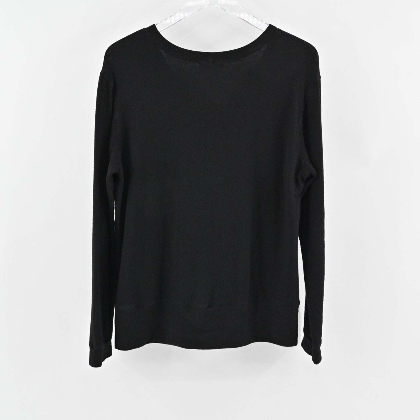 MONROW Top Womens Sz L Black Long Sleeve Scoop Neck Stretch Capsule Quiet Luxury