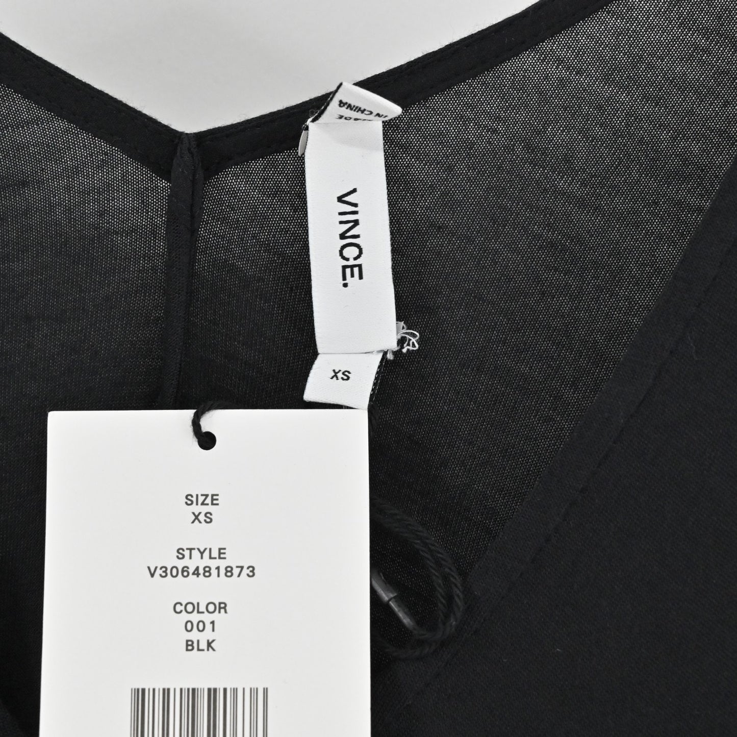 Vince Womens Long Sleeve Double Vee Tee Size XS Black Viscose Casual Top NEW