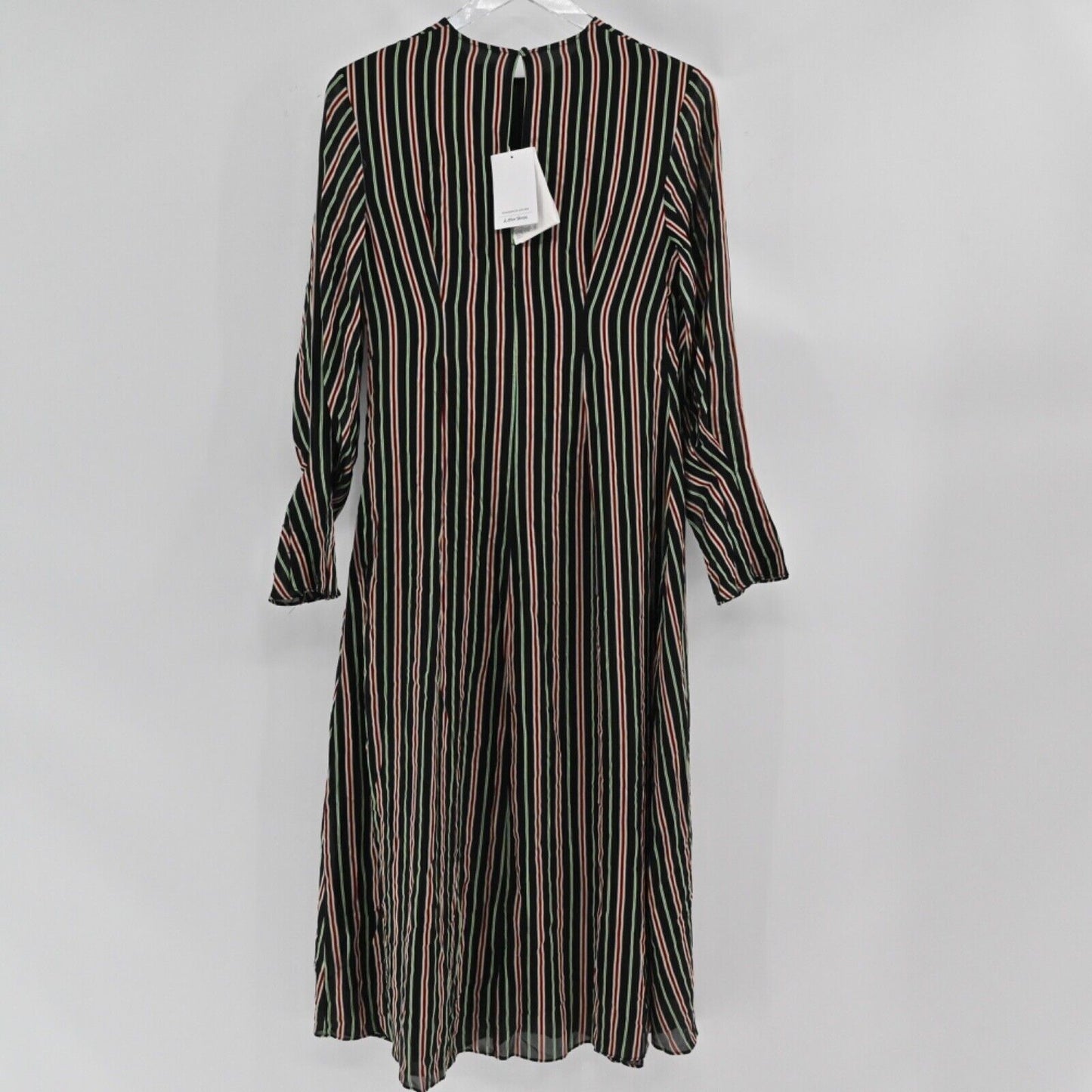 & OTHER STORIES Midi Dress Womens Sz 4 Black Striped Retro Stockholm Atlier NEW