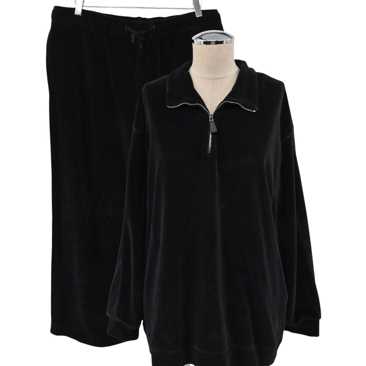 Vtg RALPH LAUREN Collection Track Suit Womens Sz XL Black Velour Purple Label