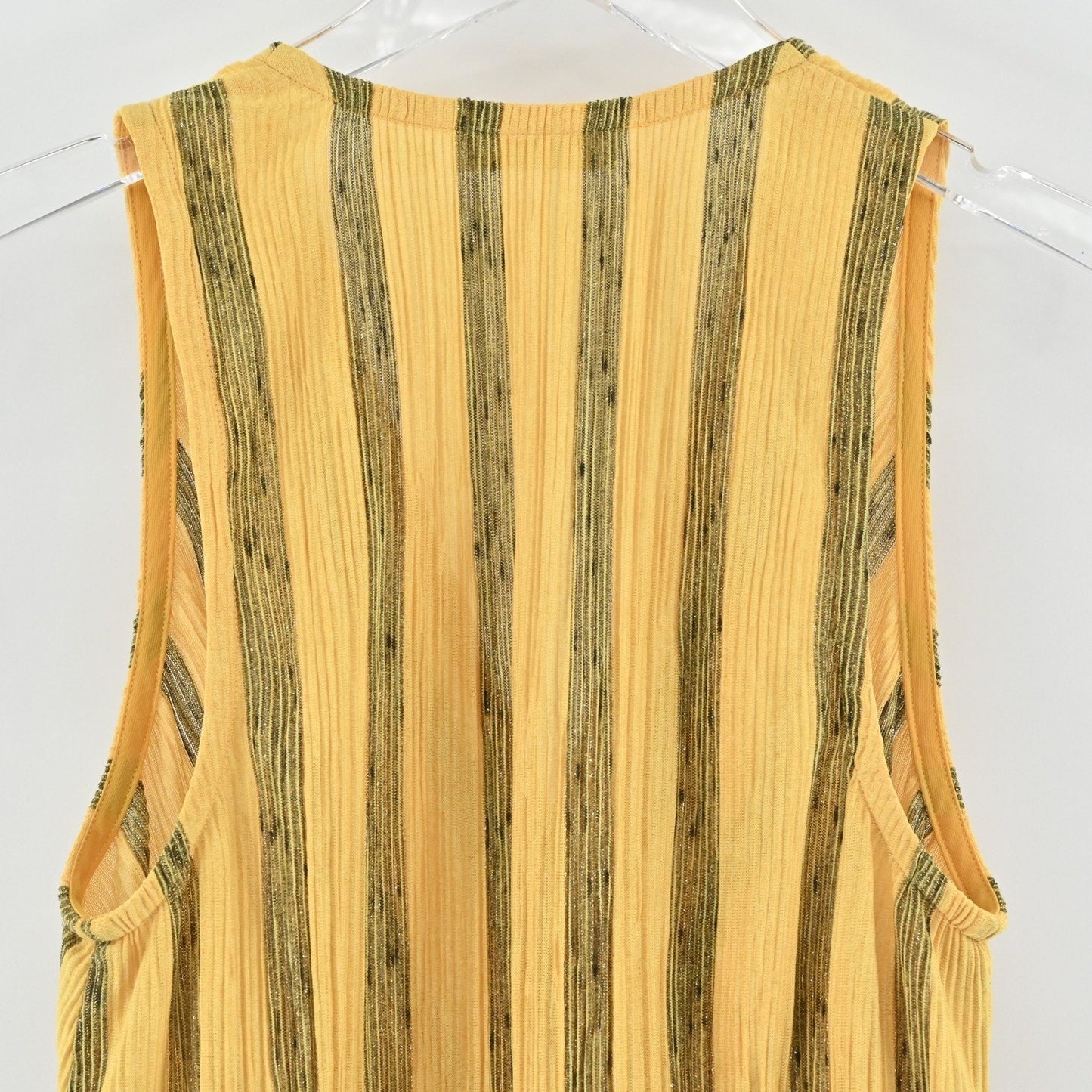 Ramy Brook Womens Candice Top Size XS Striped Gold Metallic Sleeveless Surplice