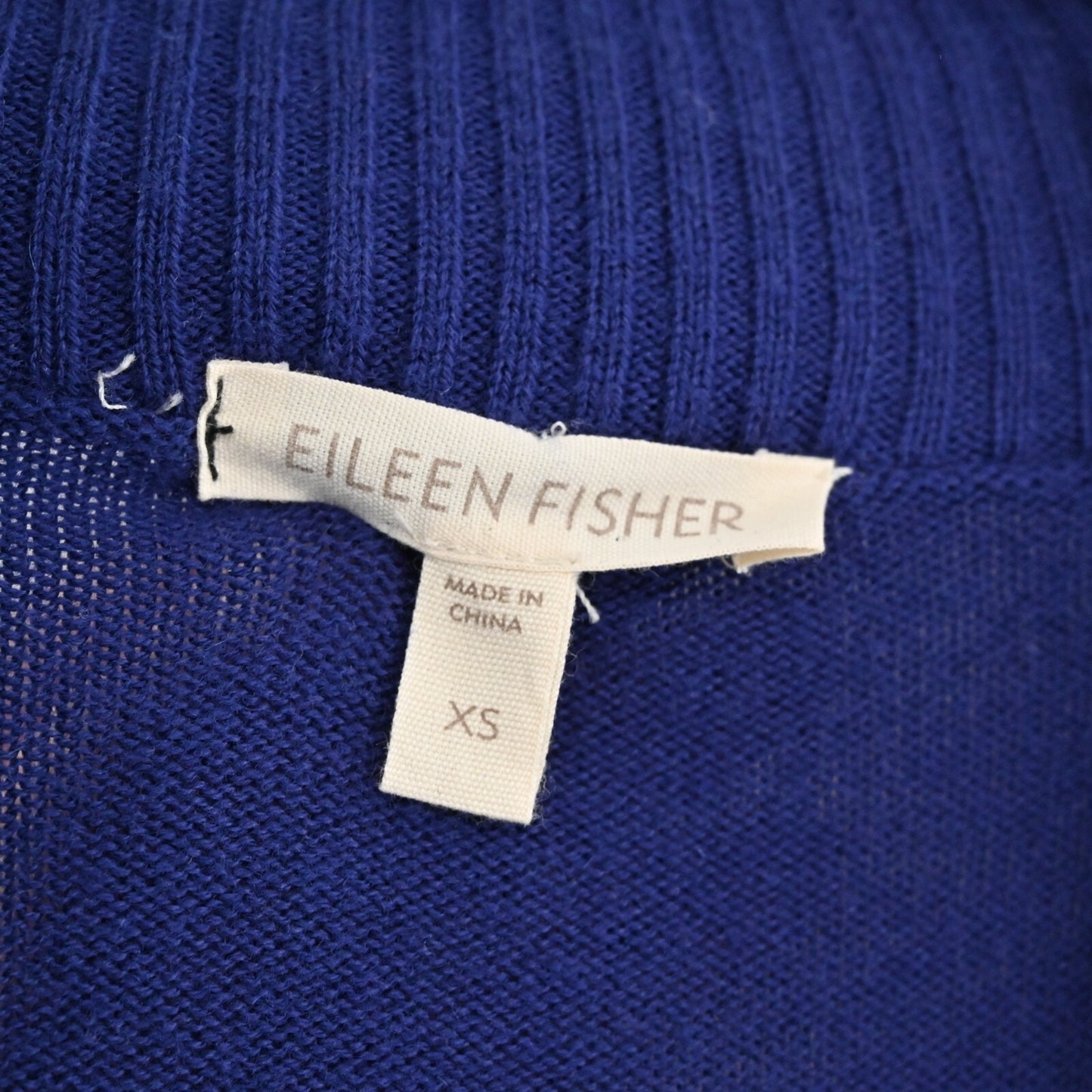 EILEEN FISHER Cardigan Sweater Womens Size XS Cotton Cashmere Blend Knit Blue