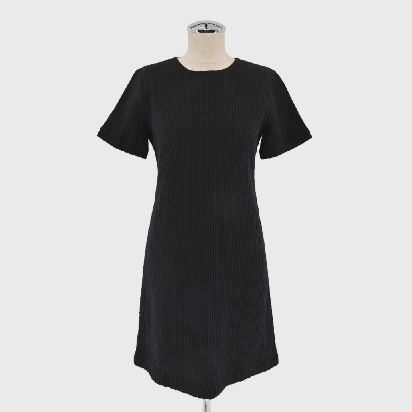 EILEEN FISHER Womens Tonal Texture Shift Dress Size 4P Black Cotton Blend Office