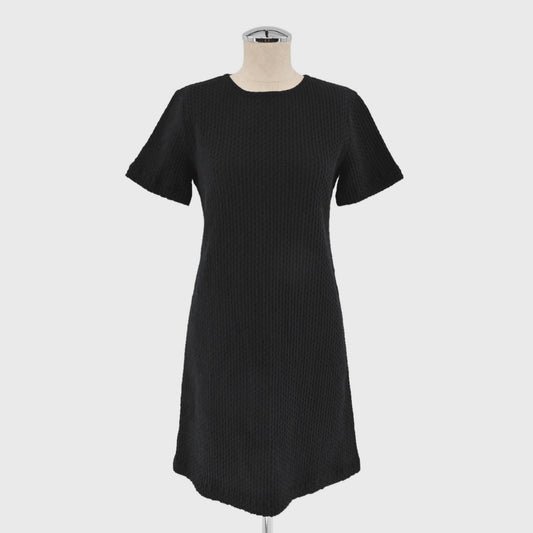 EILEEN FISHER Womens Tonal Texture Shift Dress Size 4P Black Cotton Blend Office