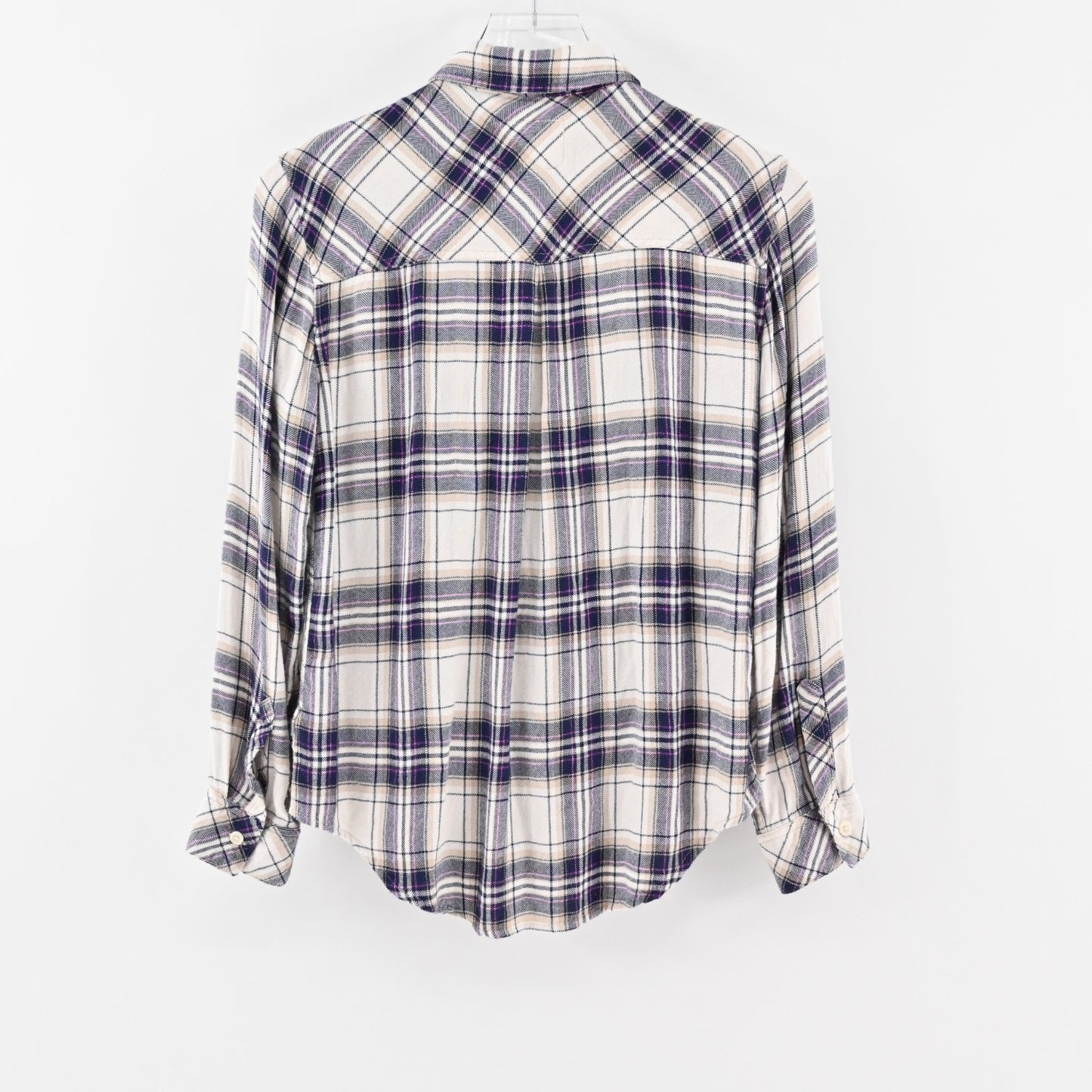 RAILS Hunter Top Womens Size S Button Blouse Stone Navy Fucshia Plaid Western