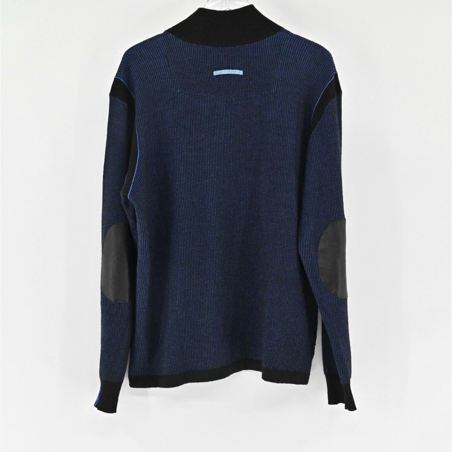 ROBERT GRAHAM Mens Blue Quarter Zip Sweater Sz XL Wool Waffle Knit Pullover Mock